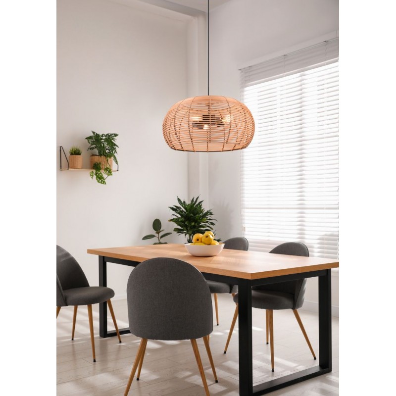 Trio-312200336 - Inga - Black Pendant with Natural Rattan Ø 50 cm