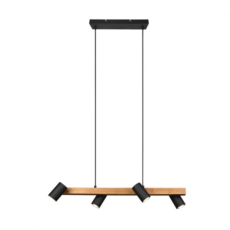 - Marley - Wooden & Matt Black 4 Light over Island Fitting Trio-312490432 - Marley - Wooden & Matt Black 4 Light over Island Fitting