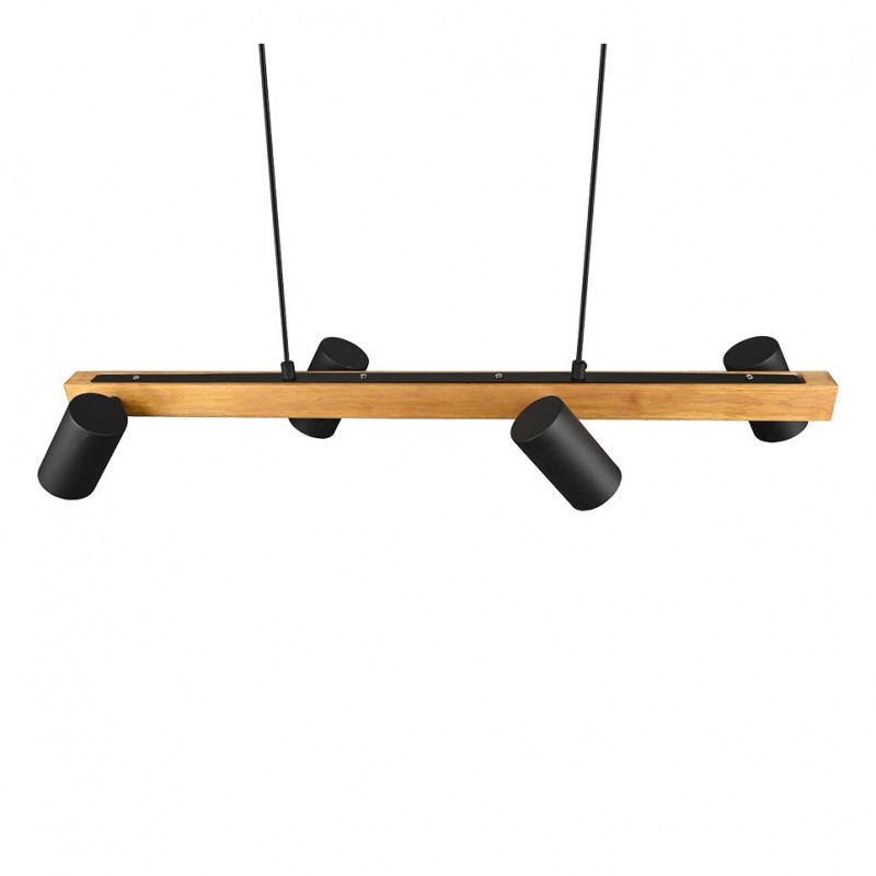 - Marley - Wooden & Matt Black 4 Light over Island Fitting Trio-312490432 - Marley - Wooden & Matt Black 4 Light over Island Fitting