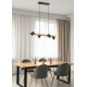 - Marley - Wooden & Matt Black 4 Light over Island Fitting Trio-312490432 - Marley - Wooden & Matt Black 4 Light over Island Fitting
