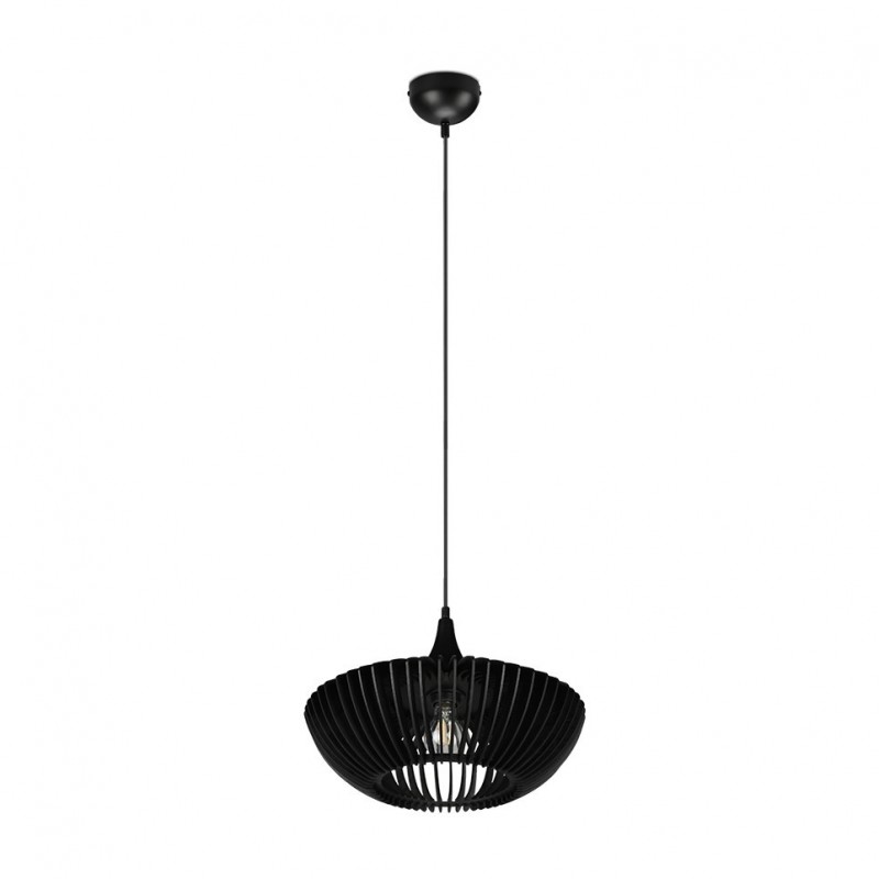 Trio-315900132 - Colino - Black Pendant with Black Wooden Slats