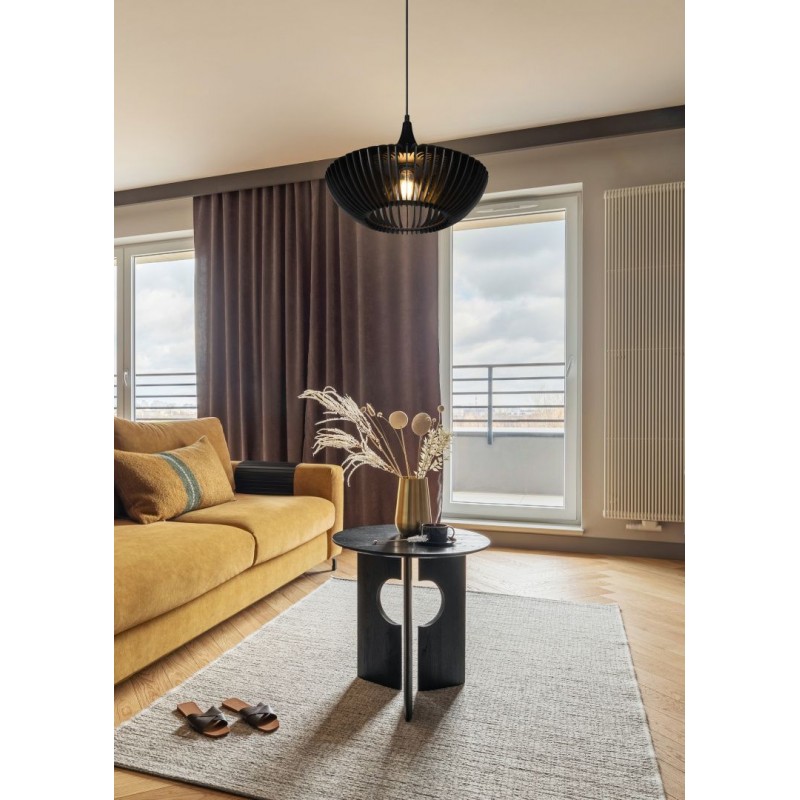 Trio-315900132 - Colino - Black Pendant with Black Wooden Slats