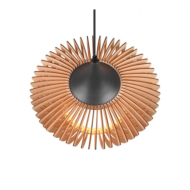 Trio-315900142 - Colino - Anthracite Pendant with Natural Wooden Slats