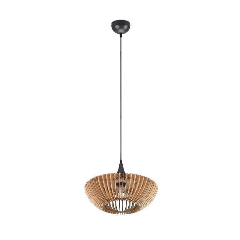 Trio-315900142 - Colino - Anthracite Pendant with Natural Wooden Slats