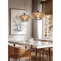 Colino - Anthracite Pendant with Natural Wooden Slats Colino - Anthracite Pendant with Natural Wooden Slats