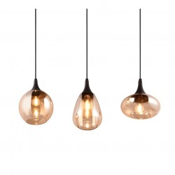 Lumina - Matt Black 3 Light over Island Fitting with Amber Glass Lumina - Matt Black 3 Light over Island Fitting with Amber Glass