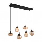 Lumina - Matt Black 6 Light over Island Fitting with Amber Glass Lumina - Matt Black 6 Light over Island Fitting with Amber Glass