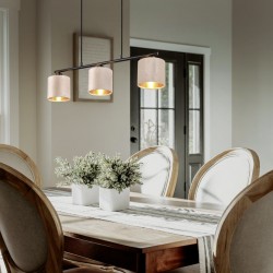 Julieta - Black 3 Light over Island Fitting with Fawn & Gold Shades Julieta - Black 3 Light over Island Fitting with Fawn & Gold Shades