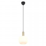 Diva - Black & Matt Brass Pendant with Ribbed White Glass Diva - Black & Matt Brass Pendant with Ribbed White Glass