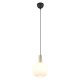 Trio-319800108 - Diva - Black & Matt Brass Pendant with Ribbed White Glass