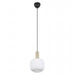 Diva - Black & Matt Brass Pendant with Ribbed White Glass Diva - Black & Matt Brass Pendant with Ribbed White Glass