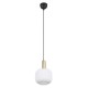Trio-319800108 - Diva - Black & Matt Brass Pendant with Ribbed White Glass