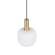 Trio-319800108 - Diva - Black & Matt Brass Pendant with Ribbed White Glass