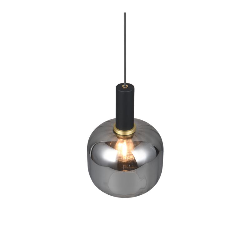 - Diva - Matt Black Pendant with Mirrored Smoked Glass Trio-319800132 - Diva - Matt Black Pendant with Mirrored Smoked Glass