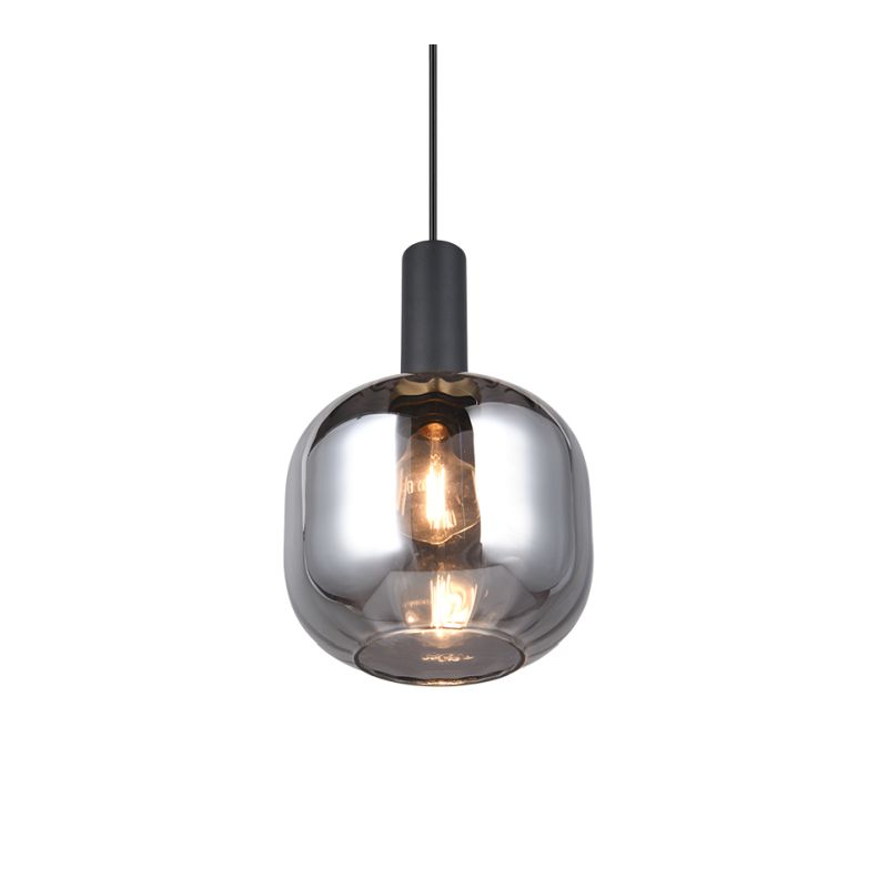 - Diva - Matt Black Pendant with Mirrored Smoked Glass Trio-319800132 - Diva - Matt Black Pendant with Mirrored Smoked Glass