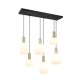 - Diva - Black & Matt Brass 6 Light over Island Fitting with Ribbed White Glass Trio-319800608 - Diva - Black & Matt Brass 6 Light over Island Fitting with Ribbed White Glass