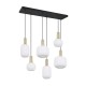 - Diva - Black & Matt Brass 6 Light over Island Fitting with Ribbed White Glass Trio-319800608 - Diva - Black & Matt Brass 6 Light over Island Fitting with Ribbed White Glass
