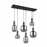 Diva - Matt Black 6 Light over Island Fitting with Mirrored Smoked Glass Diva - Matt Black 6 Light over Island Fitting with Mirrored Smoked Glass