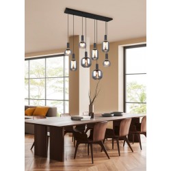 Diva - Matt Black 6 Light over Island Fitting with Mirrored Smoked Glass Diva - Matt Black 6 Light over Island Fitting with Mirrored Smoked Glass