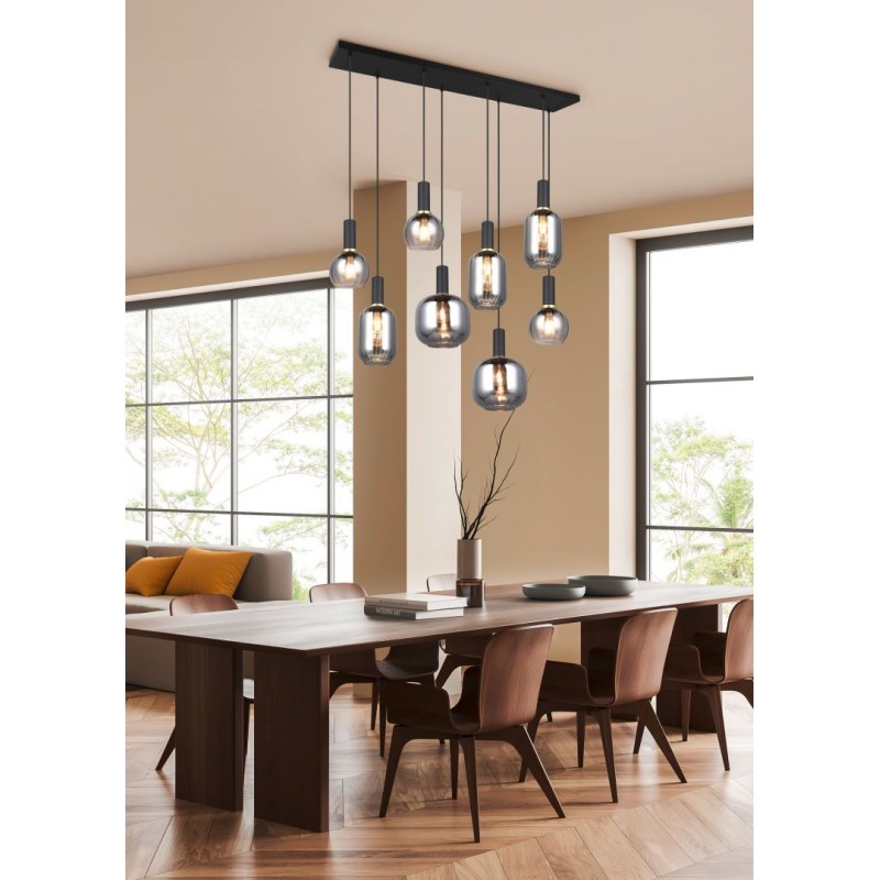 - Diva - Matt Black 6 Light over Island Fitting with Mirrored Smoked Glass Trio-319800632 - Diva - Matt Black 6 Light over Island Fitting with Mirrored Smoked Glass