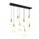 - Diva - Black & Matt Brass 8 Light over Island Fitting with Ribbed White Glass Trio-319800808 - Diva - Black & Matt Brass 8 Light over Island Fitting with Ribbed White Glass