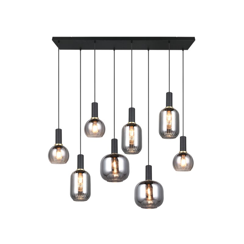 - Diva - Matt Black 8 Light over Island Fitting with Mirrored Smoked Glass Trio-319800832 - Diva - Matt Black 8 Light over Island Fitting with Mirrored Smoked Glass