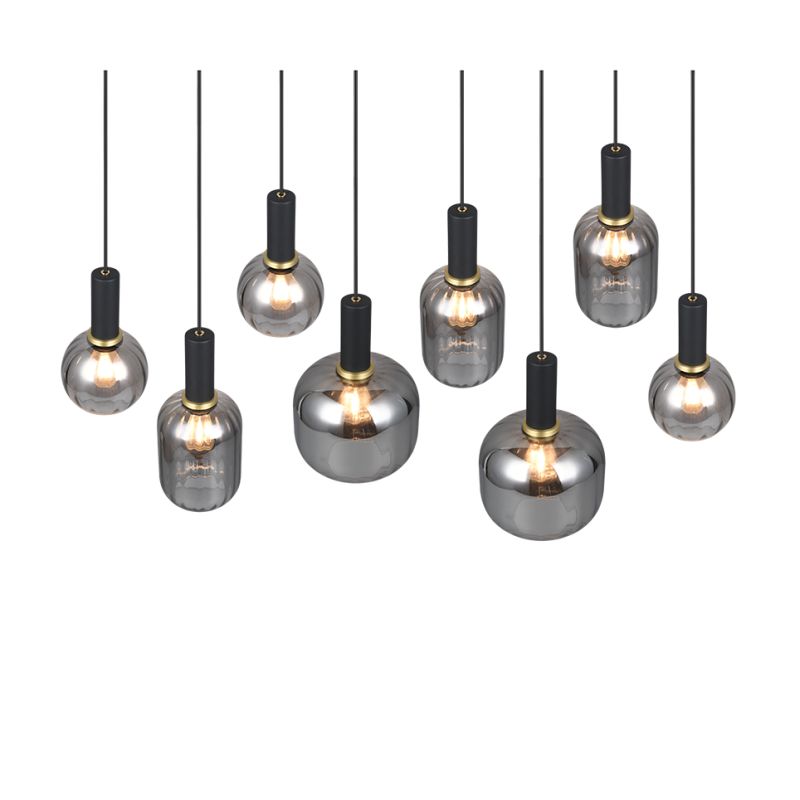 - Diva - Matt Black 8 Light over Island Fitting with Mirrored Smoked Glass Trio-319800832 - Diva - Matt Black 8 Light over Island Fitting with Mirrored Smoked Glass