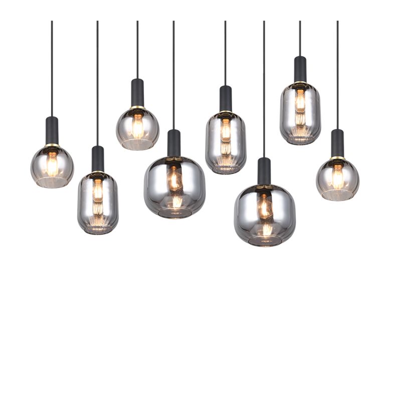 - Diva - Matt Black 8 Light over Island Fitting with Mirrored Smoked Glass Trio-319800832 - Diva - Matt Black 8 Light over Island Fitting with Mirrored Smoked Glass