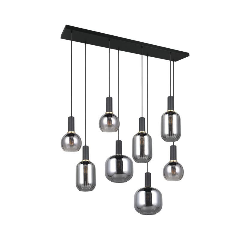 - Diva - Matt Black 8 Light over Island Fitting with Mirrored Smoked Glass Trio-319800832 - Diva - Matt Black 8 Light over Island Fitting with Mirrored Smoked Glass