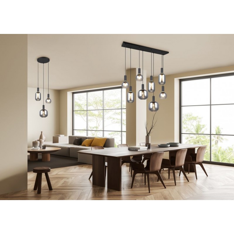 - Diva - Matt Black 8 Light over Island Fitting with Mirrored Smoked Glass Trio-319800832 - Diva - Matt Black 8 Light over Island Fitting with Mirrored Smoked Glass