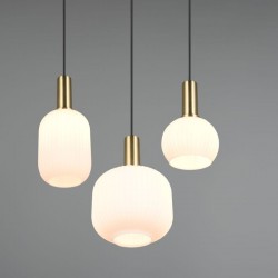 Diva - Black & Matt Brass 3 Light Cluster Pendant with Ribbed White Glass Diva - Black & Matt Brass 3 Light Cluster Pendant with Ribbed White Glass