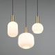 Trio-319830308 - Diva - Black & Matt Brass 3 Light Cluster Pendant with Ribbed White Glass