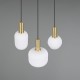 Trio-319830308 - Diva - Black & Matt Brass 3 Light Cluster Pendant with Ribbed White Glass