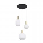 Diva - Black & Matt Brass 3 Light Cluster Pendant with Ribbed White Glass Diva - Black & Matt Brass 3 Light Cluster Pendant with Ribbed White Glass