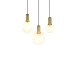 Trio-319830308 - Diva - Black & Matt Brass 3 Light Cluster Pendant with Ribbed White Glass