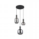 Diva - Matt Black 3 Light Cluster Pendant with Mirrored Smoked Glass Diva - Matt Black 3 Light Cluster Pendant with Mirrored Smoked Glass