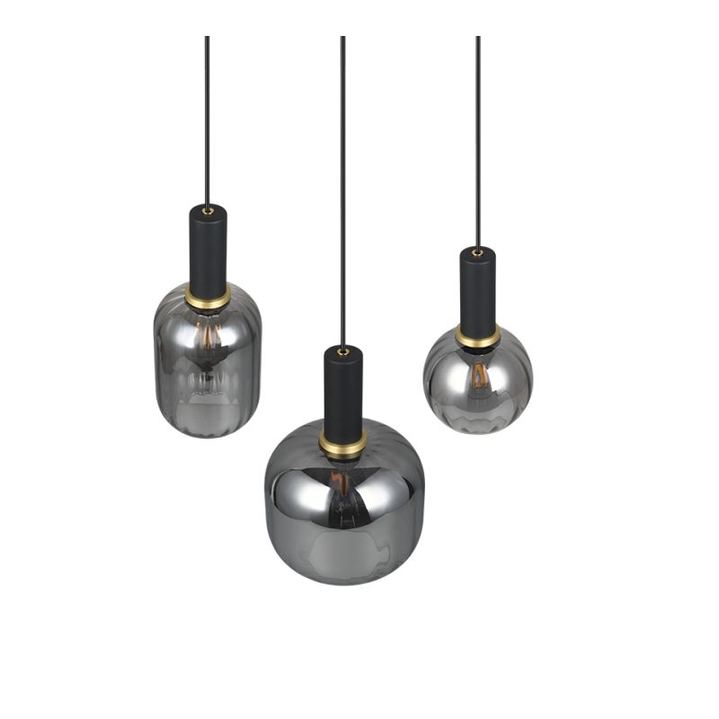 - Diva - Matt Black 3 Light Cluster Pendant with Mirrored Smoked Glass Trio-319830332 - Diva - Matt Black 3 Light Cluster Pendant with Mirrored Smoked Glass