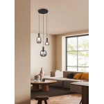 Diva - Matt Black 3 Light Cluster Pendant with Mirrored Smoked Glass Diva - Matt Black 3 Light Cluster Pendant with Mirrored Smoked Glass