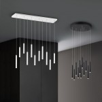 Tubular - Matt Black 11 Light LED Cluster Pendant
