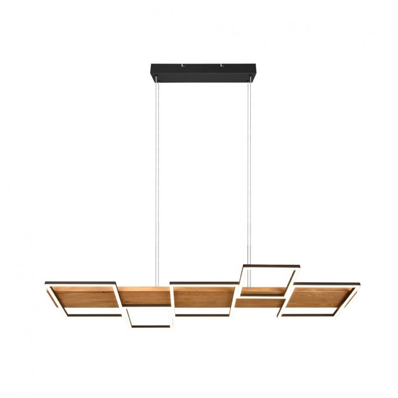 Trio-322910532 - Harper - Black LED over Island Fitting with Wooden Detail