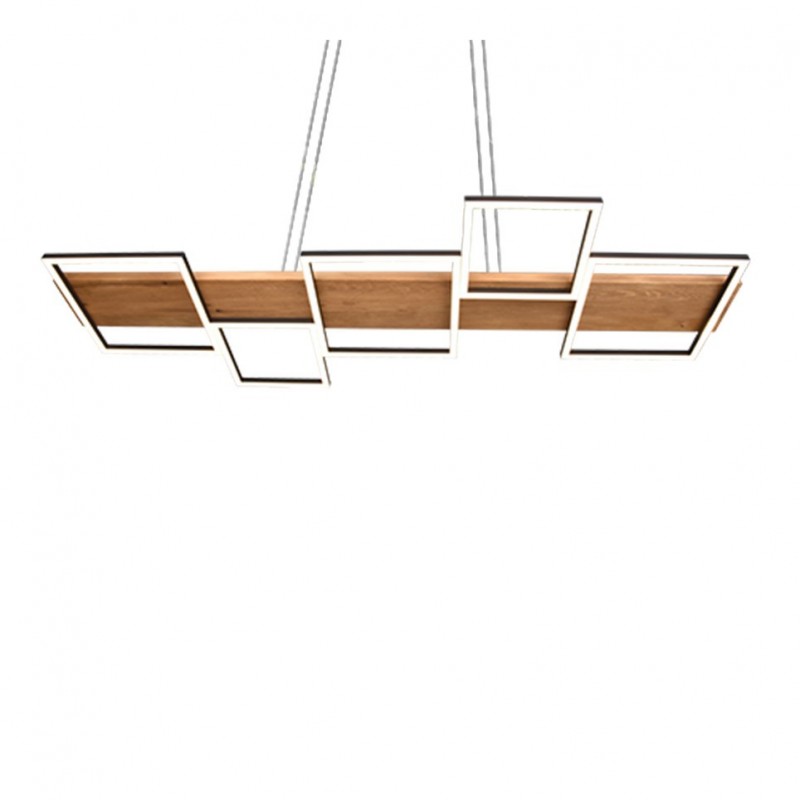 Trio-322910532 - Harper - Black LED over Island Fitting with Wooden Detail