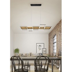 Harper - Black LED over Island Fitting with Wooden Detail Harper - Black LED over Island Fitting with Wooden Detail
