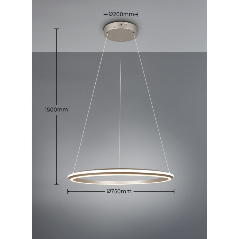 Trio-331019107 - Amador - Matt Nickel CCT Pendant ∅ 75 cm