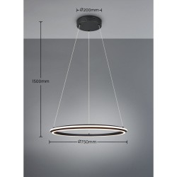 Amador - Matt Black CCT Pendant ∅ 75 cm