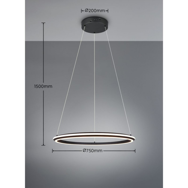 Trio-331019132 - Amador - Matt Black CCT Pendant ∅ 75 cm