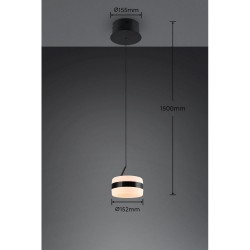Dios - Matt Black CCT Pendant with White Diffuser