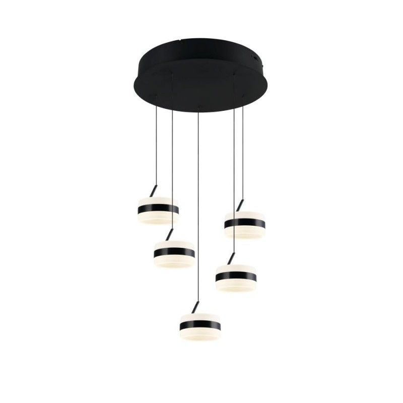 Trio-331430532 - Dios - Matt Black CCT Cluster Pendant with White Diffuser
