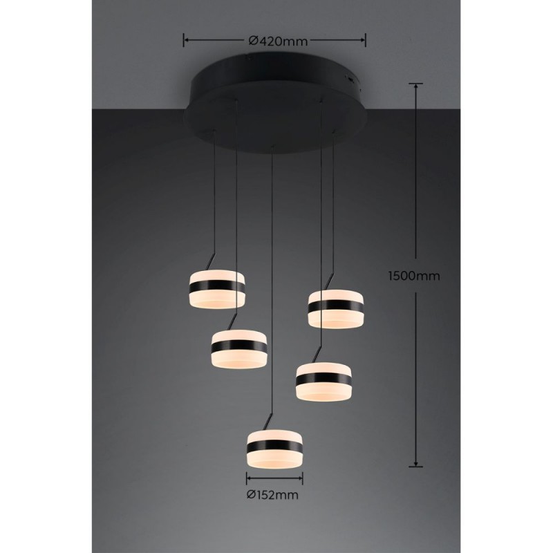 Trio-331430532 - Dios - Matt Black CCT Cluster Pendant with White Diffuser