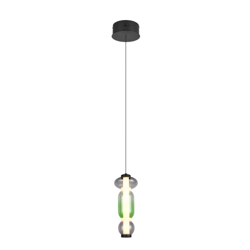 Trio-334310117 - Minerva - Black CCT Pendant with Multicolour Glass