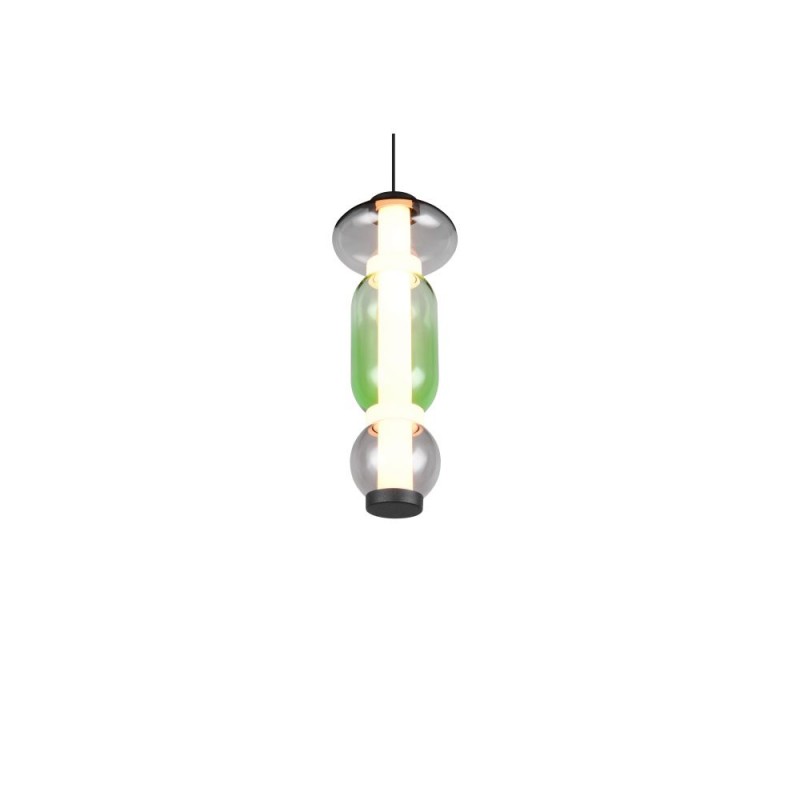 Trio-334310117 - Minerva - Black CCT Pendant with Multicolour Glass